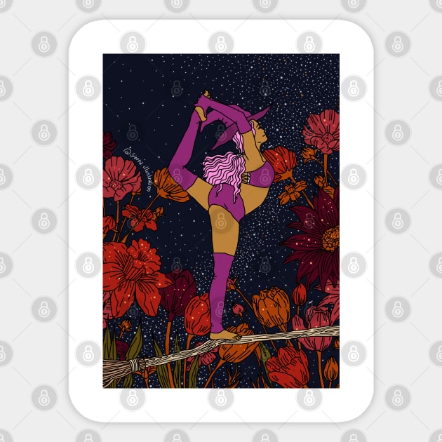 Halloween Witches Namaste Dancer Yoga Sticker by Sierraillustration